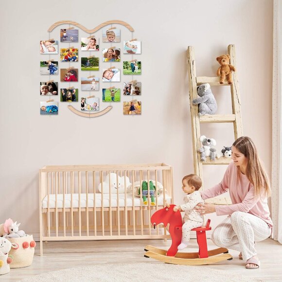 New Wood Picture Frame Collage with 30 Clips - Picture 7 of 9